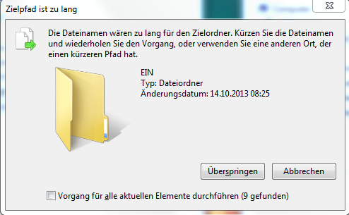 Error zu langer Pfad 