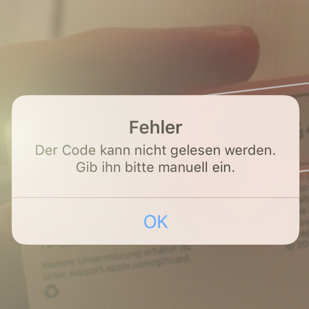 code kann nicht gelesen werden 